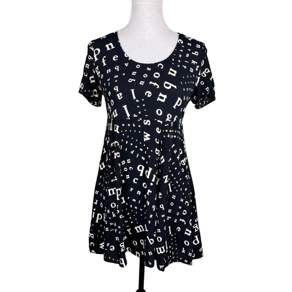 Laundry by Shelli Segal Vintage Black & White Alphabet Mini Dress